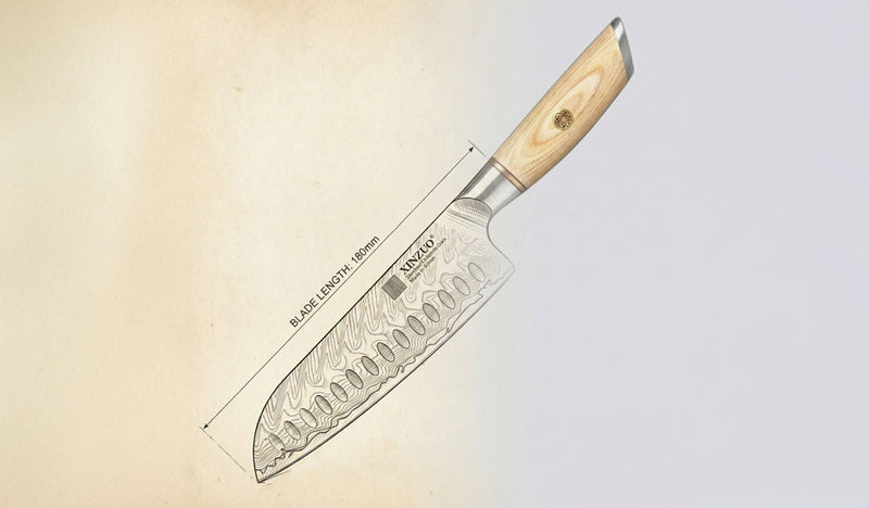 Skematisk tegning af en Santoku-kniv